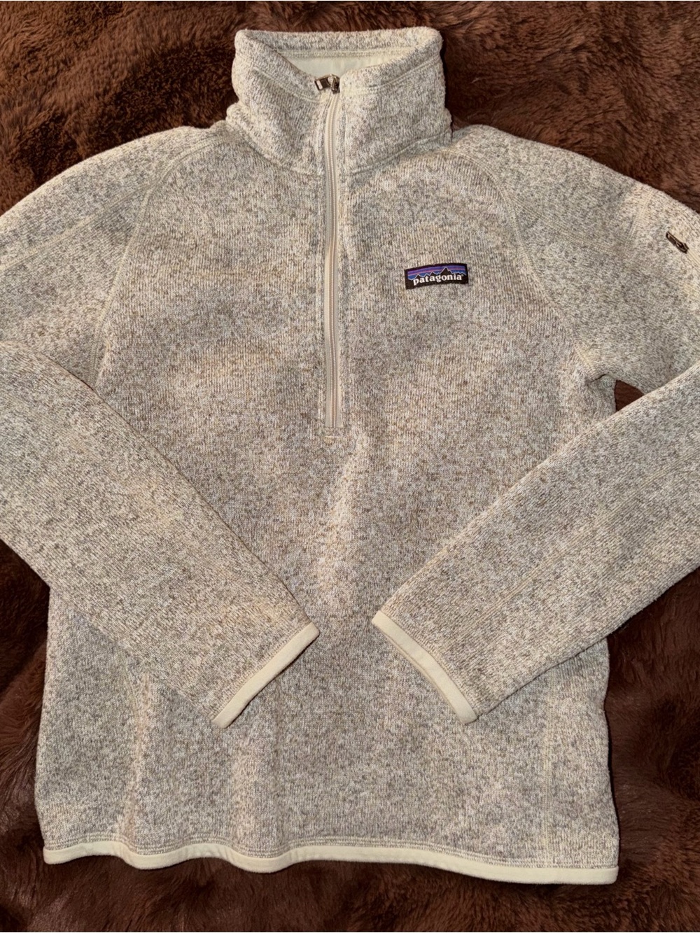 Patagonia Heathered Light Gray Quarter-Zip Sweater